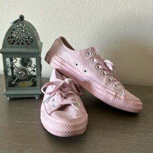 PINK Leather Converse All Stars